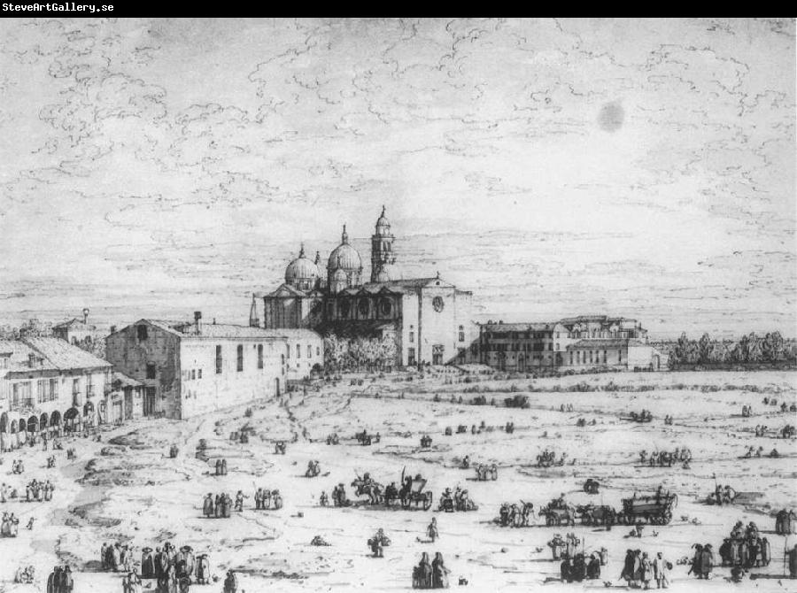 Canaletto Padua: The Prato della Valle with Santa Giustinia and the Church of Misericordia (sheet 1) df