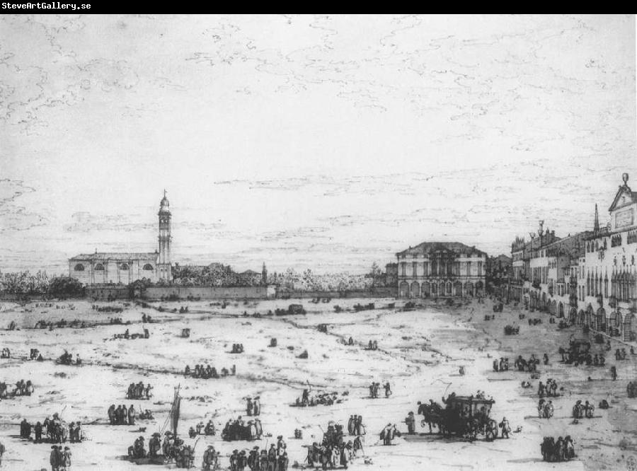 Canaletto Padua: The Prato della Valle with Santa Giustinia and the Church of Misericordia (sheet 2) cfsd