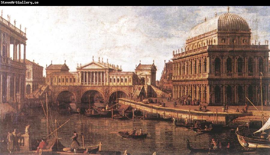 Canaletto Capriccio: a Palladian Design for the Rialto Bridge, with Buildings at Vicenza