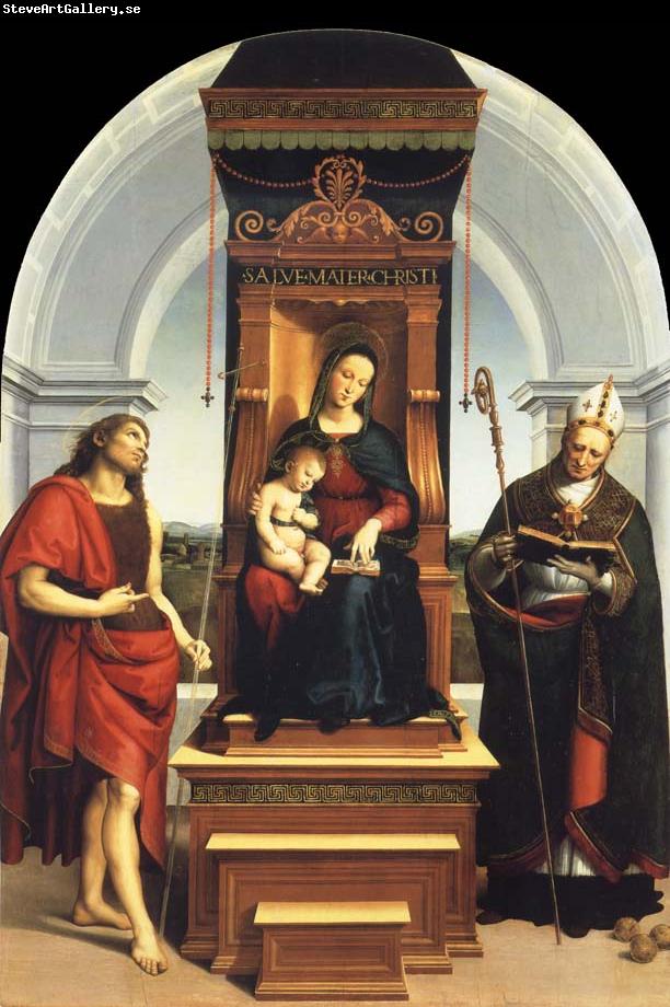 Raphael The Madonna and Child Enthroned with Saint John the Baptist and Saint Nicholas of Bari