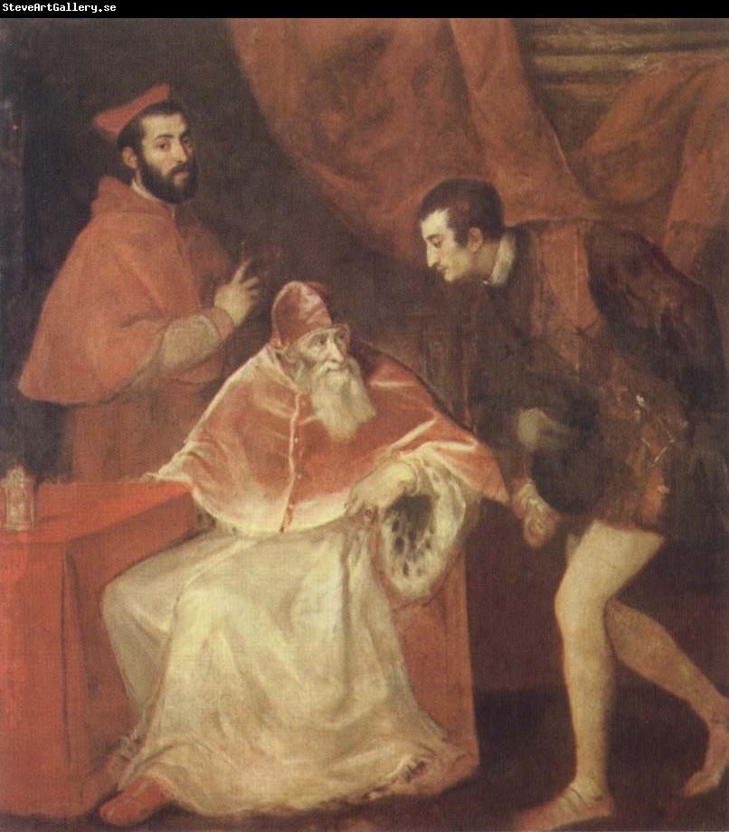 Titian Pope Paul III and his Cousins Alessandro and Ottavio Farneses of Youth