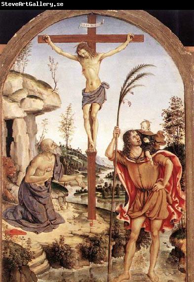 Pinturicchio The Crucifixion with Sts Jerome and Christopher