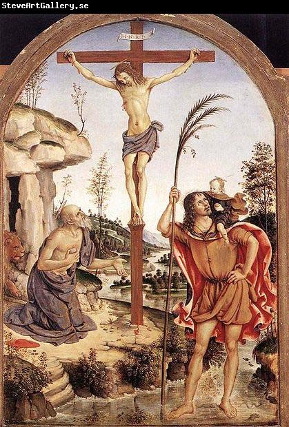 Pinturicchio The Crucifixion with Sts. Jerome and Christopher,