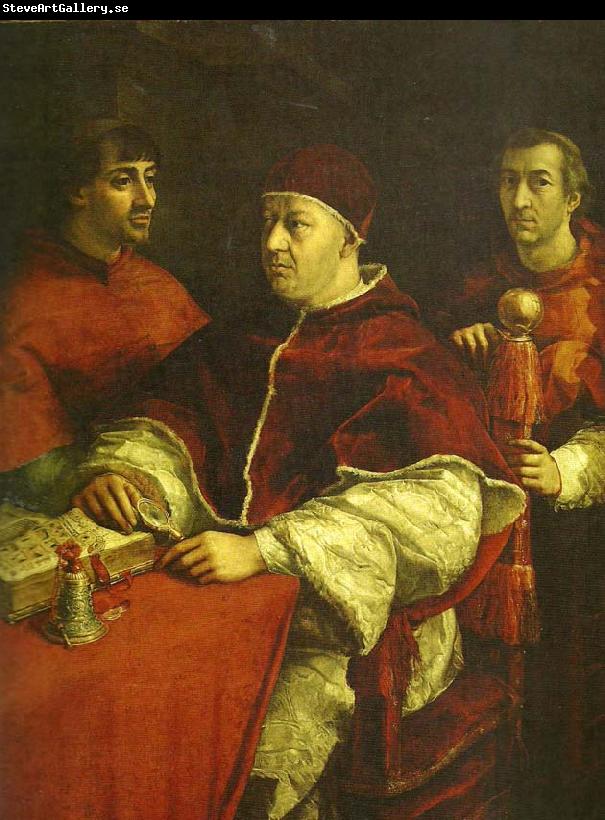 Raphael pope leo x with cardinals giulio de'