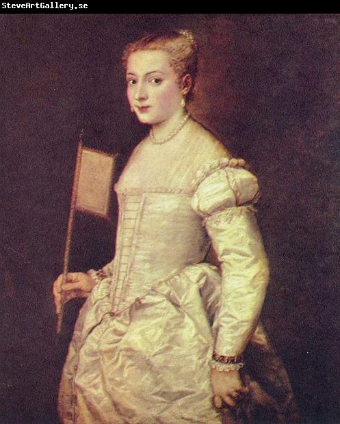 Titian Portrat einer Dame in Weib