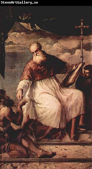 Titian Hl. Johannes Evangelist und der Almosen