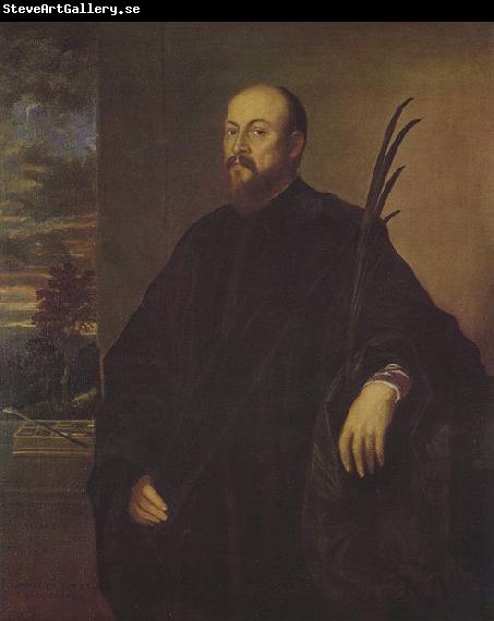 Titian Portrat eines Malers mit einer Palme
