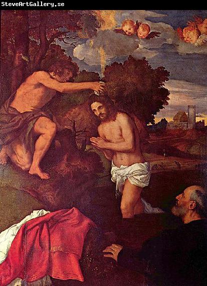Titian Taufe Christi mit dem Auftraggeber Giovanni Ram