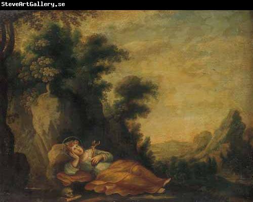 Anonymous Saint Dorothea meditating in a landscape