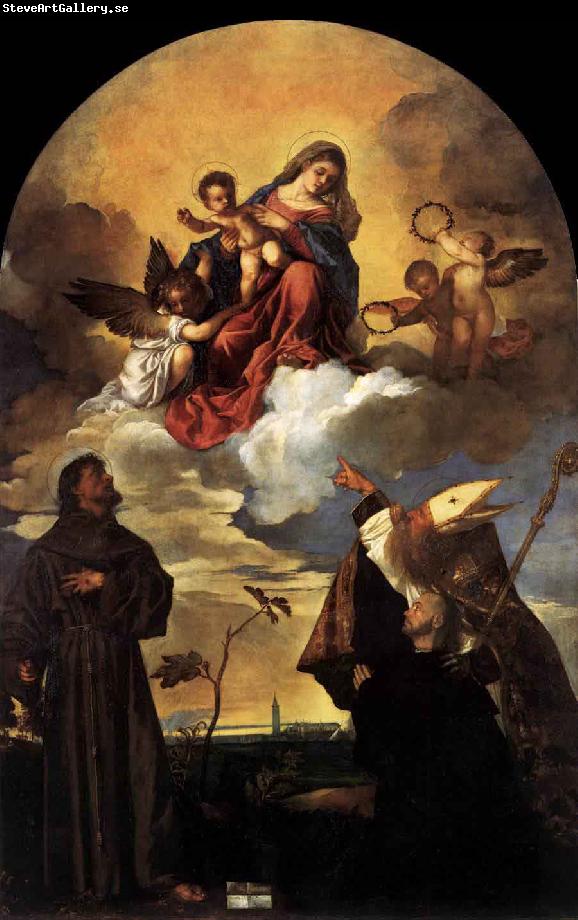 Titian Madonna in Glory with the Christ Child and Sts Francis and Alvise with the Donor