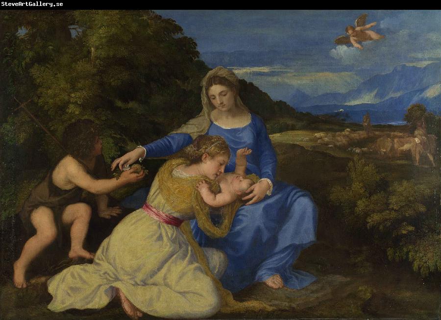 Titian The Virgin and Child with the Infant Saint John and a Female Saint or Donor
