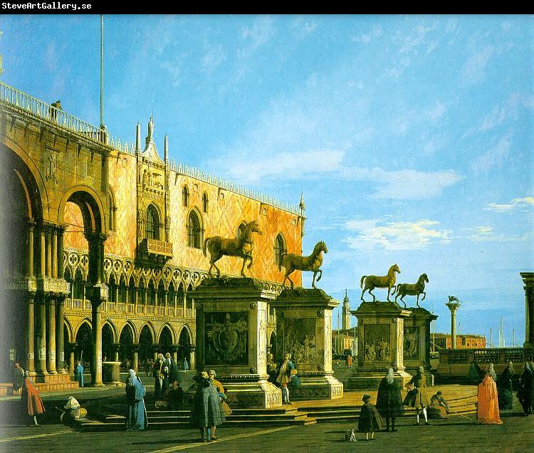 Canaletto Capriccio- The Horses of San Marco in the Piazzetta