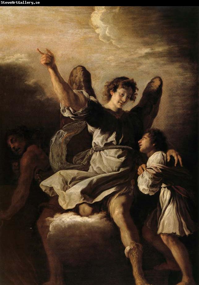 Fetti,Domenico L'ange gardien protegeant un enfant de l'empire du demon