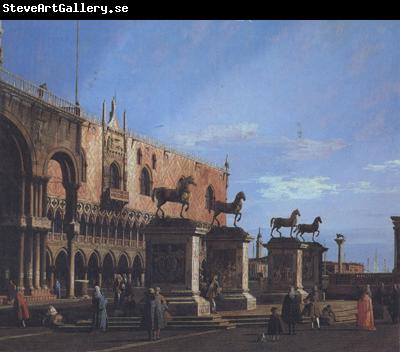 Canaletto Capriccio con i cavalli della basilica posti sulla Piazzetta (mk21)